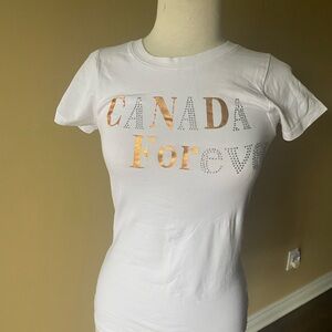 White Graphic Tee with Gold and Silver Accents